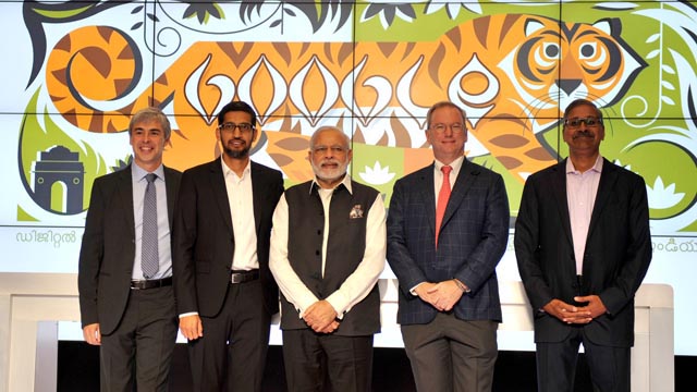 The Prime Minister, Shri Narendra Modi in a group photograph with the Google Officials at Google (Alphabet) campus, in Silicon Valley, California on September 27, 2015. (Credit: Narendra Modi)