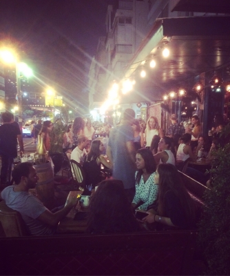 One of the popular Bars on Dizengoff Street in Tel Aviv - where flirting is as mandatory as having a shot. (Credit: Katharina Hoeftmann)